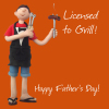 Holy Mackerel licensed to grill Father's Day card for Dad - designed by artist Erica Sturla - 15cm square and blank inside for your message - made in the UK