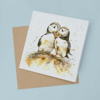 Anniversary Card For Husband or Wife Anniversary Card For Boyfriend or Girlfriend Cute Puffins Wedding Anniversary For Couple