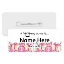 #hello my name is... Name Badge - Pink Pumpkin Border