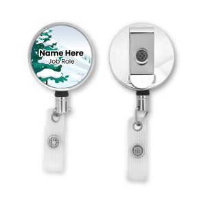 Personalised Metal ID Reel - Winter Snow Scene