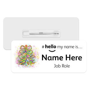 #hello my name is... Name Badge - Coquette Colourful Christmas Tree