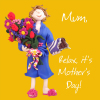 Holy Mackerel relax it's Mother's Day card for a mum - designed by artist Erica Sturla - 15cm square and blank inside for your message - made in the UK