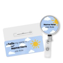 Name Badge & Metal ID Reel - Sunny Sky Hello My Name is...