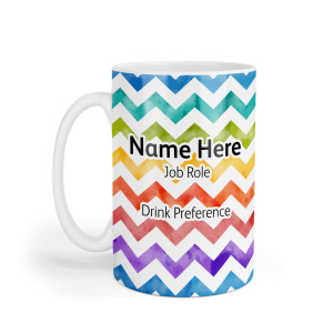 Personalised Ceramic Mug - Watercolour Rainbow Zig Zags