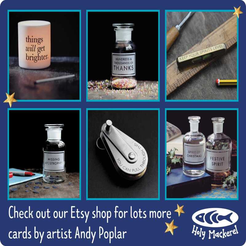 Extract of genius well done card for him or her - designed by glass-etcher Andy Poplar - 15cm square and blank inside, made in the UK
