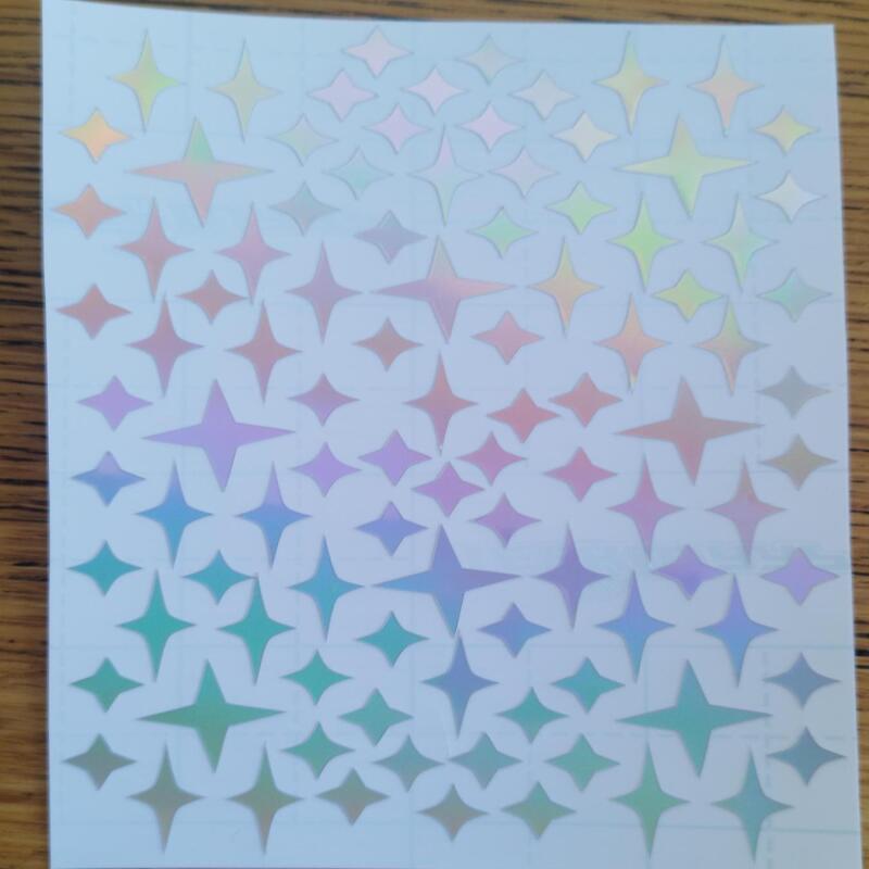 4 Point Star Stickers, Holographic, Silver or Gold - Gold