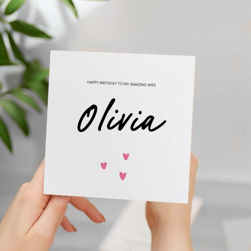 Personalised Birthday Card For Wife Happy Birthday Card For Wife Custom Card For Wife Amazing Wife Birthday Card - Square (5.5x5.5) / Blank Inside