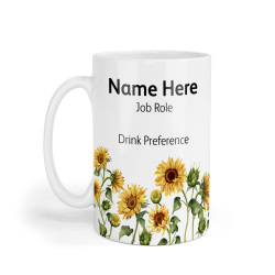 Personalised Ceramic Mug - Sunflower Border