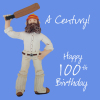 Holy Mackerel century male 100th birthday card for him - designed by artist Erica Sturla - 15cm square and blank inside for your message - made in the UK