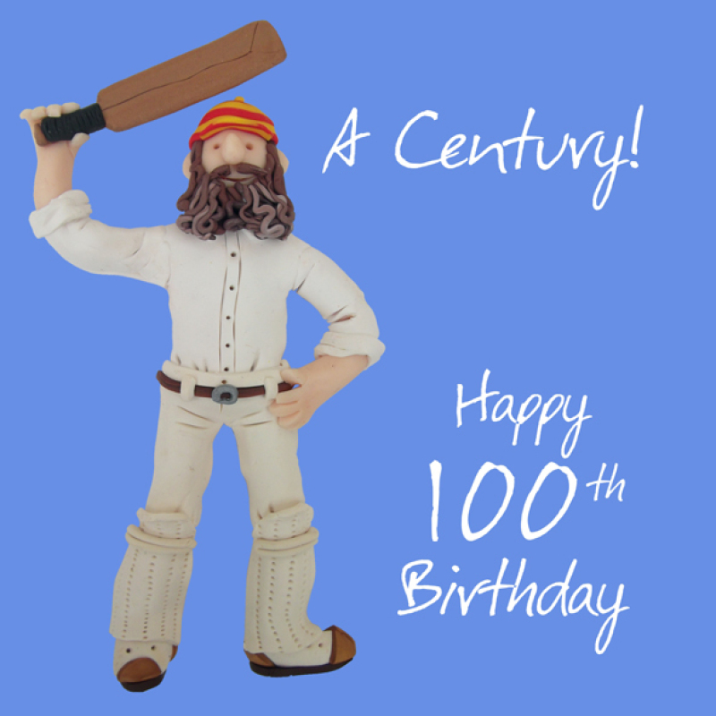 Holy Mackerel century male 100th birthday card for him - designed by artist Erica Sturla - 15cm square and blank inside for your message - made in the UK