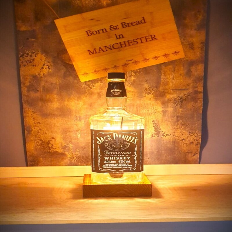 The 3-liter JD Original Clock-Lamp with a block base -Man/She Cave - Fathers/Mothers Day Present
