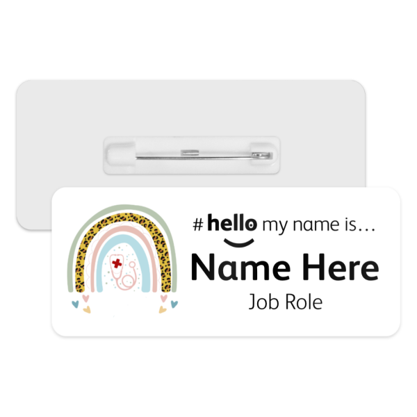 #hello my name is... Name Badge - Stethoscope Rainbow