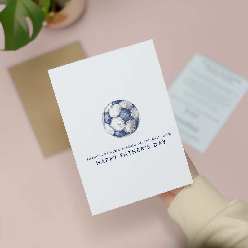 Father's Day Card For Dad Football Fan Simple Father's Day Card On The Ball Dad Father's Day Gift For Football Enthusiasts - Large (5x7) / Blank Message