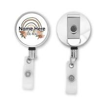 Personalised Metal ID Reel - Floral Natural Boho Rainbow