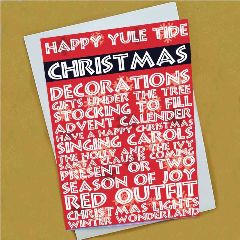 Christmas Words 6 x 4" Greeting Card Sent Direct to Friend or Relative