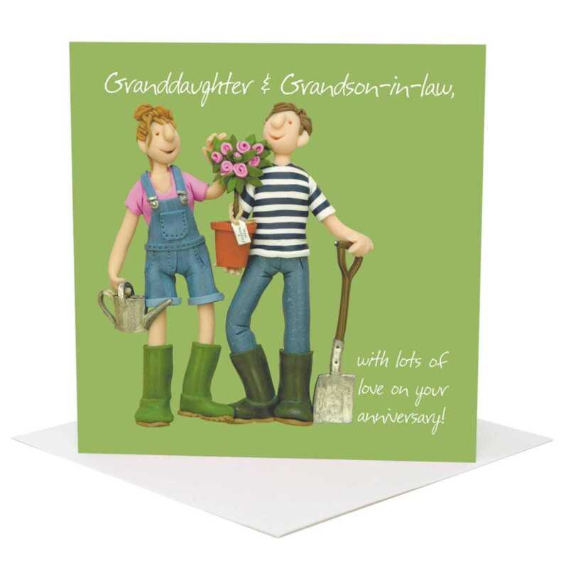 Granddaughter and Grandson-in-law anniversary card - designed by Erica Sturla - 15cm square and blank inside, made in the UK