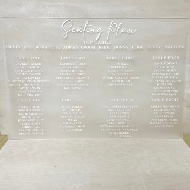 Wedding Table Plan / Seating Plan / A2 Acrylic Sign / Personalised Sign / Acrylic Seating Plan / Welcome To The Wedding / - Gold