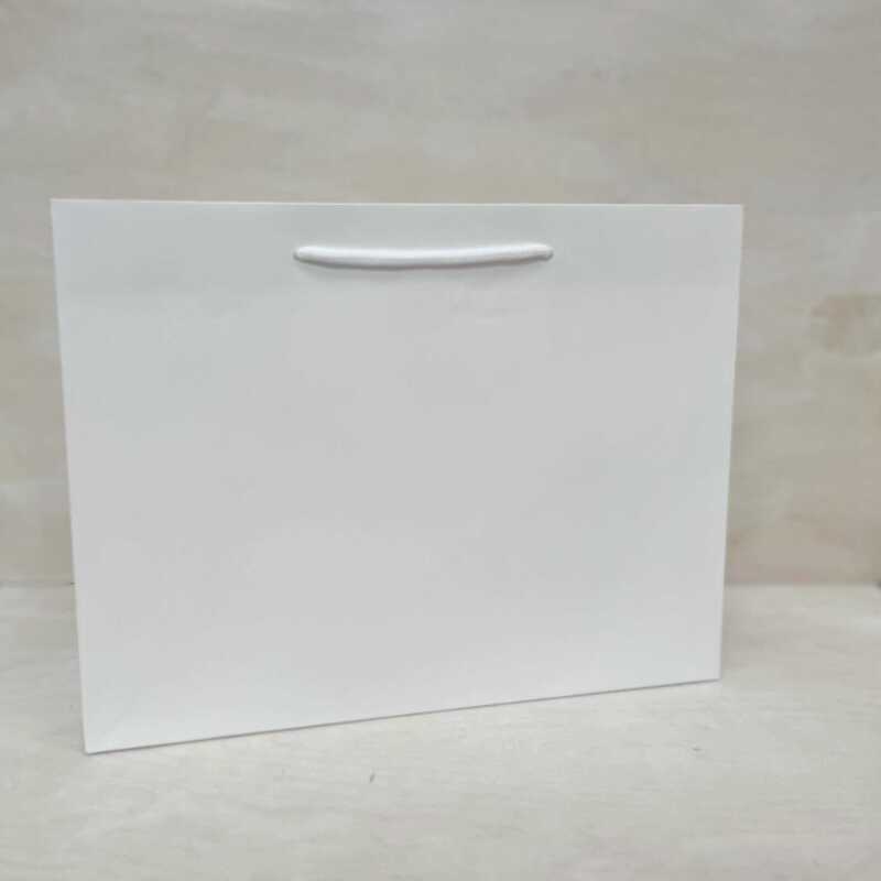 Plain Gift Bags for Personalisation / Wedding Bags / Bags for all occasions / White and Black Bags / Paper Gift Bag with Rope Handles - White - Small Landscape