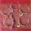 Set of 6 Wine Glass Charms with Love Hearts