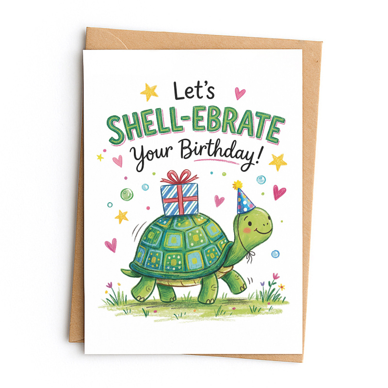 Birthday Card - Let's Shell-ebrate Your Birthday - Small (Approx. A6 | 105mm x 148mm | 4.1in x 5.8in) - Standard Smooth Card