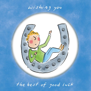 Holy Mackerel Best of good luck (male) horseshoe card by Rosie Brooks - blank inside - 15cm square