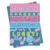 Sorry you've got the lurgy, a bright and fun get well card with a gorgeous printed envelope - 12 x 17cm and blank inside - made in the UK