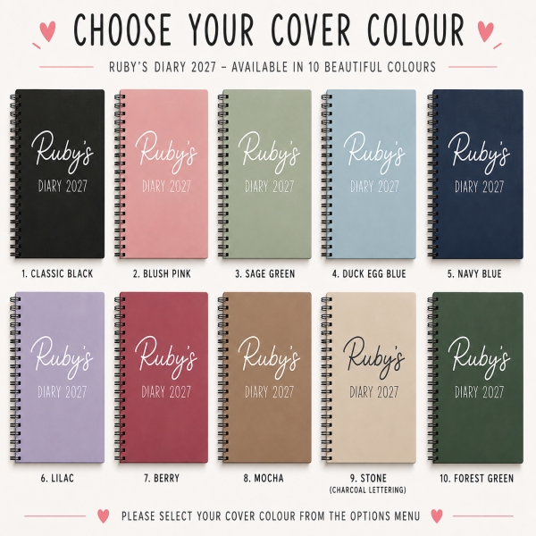A5 Personalised Spiral Bound Diary - Simple - Standard 2027