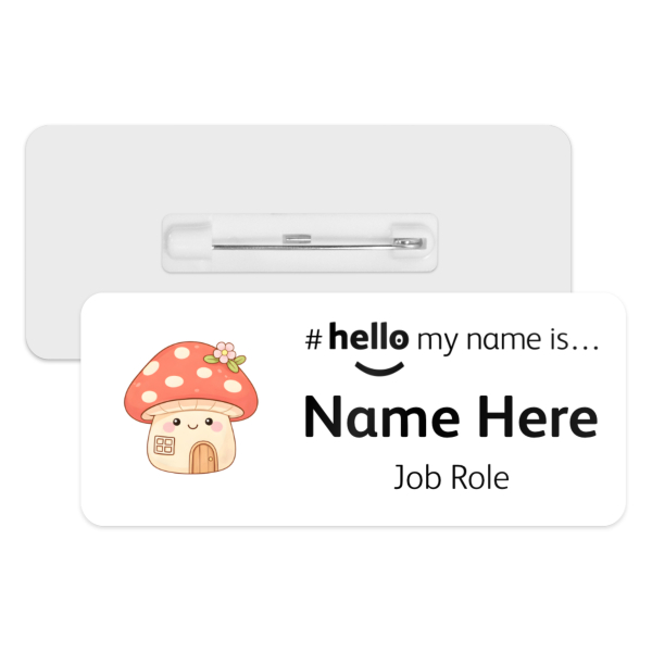 #hello my name is... Name Badge - Cute Pastel Kawaii Toadstool