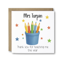 Personalised Thank You Teacher Card - Thank You For Teaching Me This Year - Standard Smooth Card