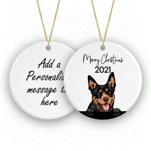 Personalised Merry Christmas Dog Round Ceramic Decoration