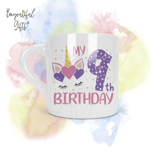 Personalised Unicorn Birthday Number Smug Mug® (6oz) - 9