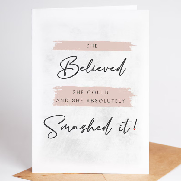 New Job Card - She Believed She Could Then She Smashed It - Small (A6)