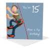 15th birthday card for him - designed by Erica Sturla - 15cm square and blank inside, made in the UK