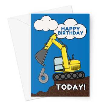 Happy Birthday Card - Children's Digger Age 6 - A5 Greetings Card