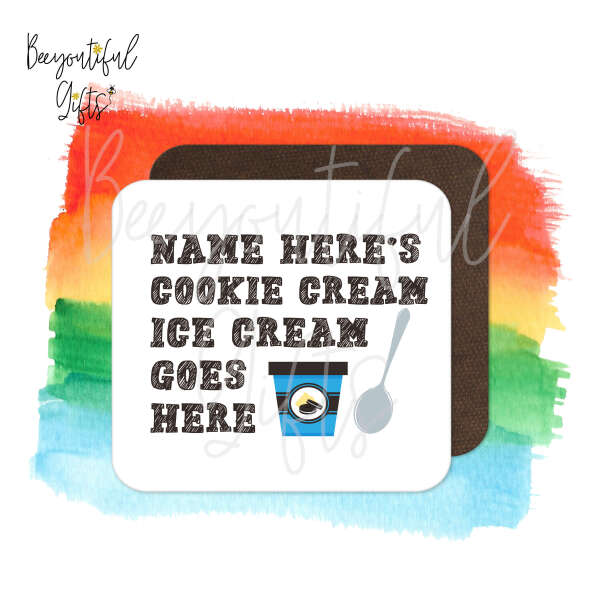 Personalised Children's Ice Cream Coaster - Cookie Cream Ice Cream Goes Here!