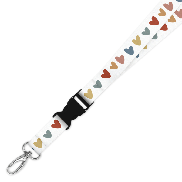 Double Breakaway Lanyard - Coloured Hearts Border