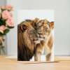 Cute Lions Anniversary Card – Love Card for Husband, Wife, Boyfriend or Girlfriend - Portrait (5x7) / Blank Inside