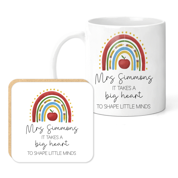 Personalised Teacher Mug & Coaster Set - Teacher Rainbow