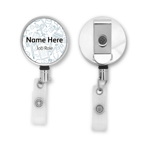 Personalised Metal ID Reel - Medical Doodle Background