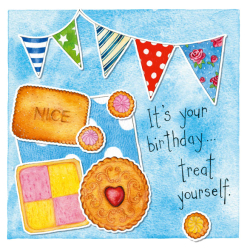 Birthday Treat Yourself 150mm Square Greetings Card by Artist Kate Brazier