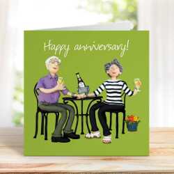 Anniversary bubbly card for a couple - designed by Erica Sturla - 15cm square and blank inside, made in the UK