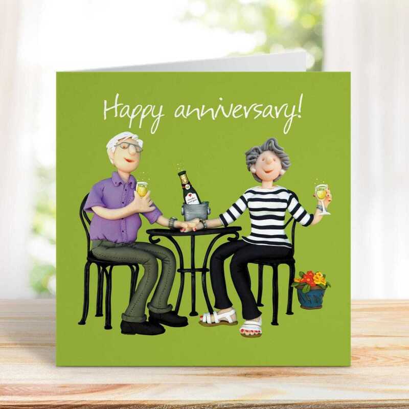 Anniversary bubbly card for a couple - designed by Erica Sturla - 15cm square and blank inside, made in the UK