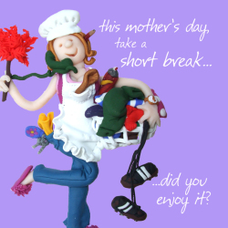 Holy Mackerel short break Mother's Day card for a mum - designed by artist Erica Sturla - 15cm square and blank inside for your message - made in the UK