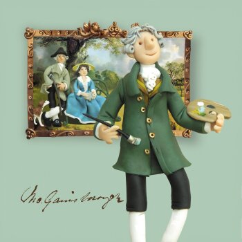 Holy Mackerel Gainsborough, an art themed Erica Sturla blank greetings card, 150mm square, printed in the UK on board from sustainable sources