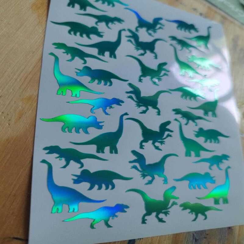 Dinosaur stickers in Chrome Green
