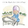 Bach for Christmas, a 150mm square festive Christmas greetings card featuring Rosie Brooks artwork, message inside reads Merry Christmas
