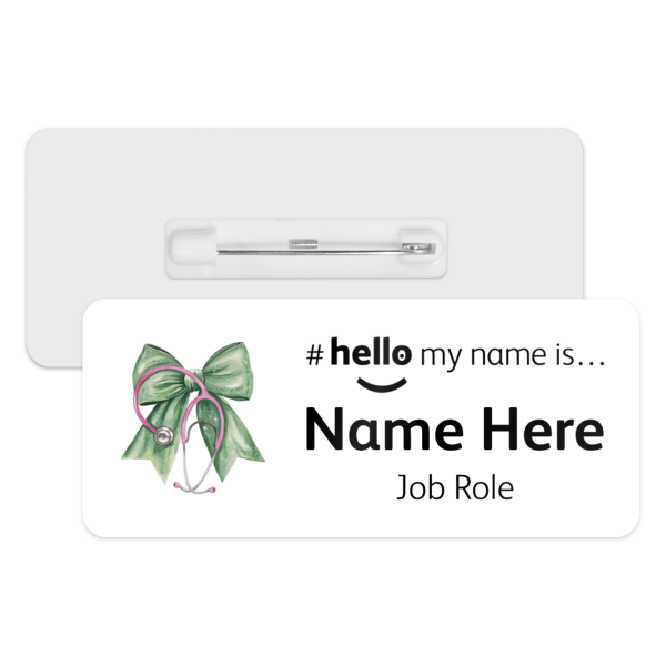 #hello my name is... Name Badge - Coloured Coquette Bow Ribbon