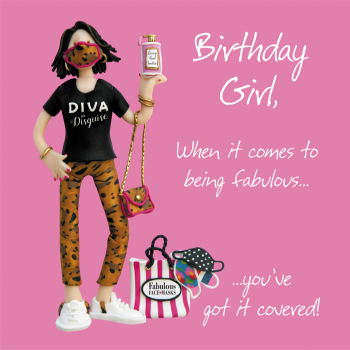 Holy Mackerel "Covered up" Birthday Greeting Card, 150mm Square Greetings Card by Artist Erica Sturla. Blank Inside for Your Message.