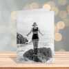 Excited swimmer - Black and white photographic vintage swimming themed card  - 12.6 x 17.7cm and blank inside, made in the UK