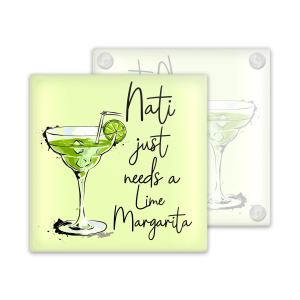 Personalised Lime Margarita Glass Coaster - Just Needs A Lime Margarita